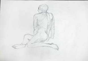 Atelier de modèle vivant de l’Éveil Artsitique à Graulhet le 24 09 2018. Dessin : Camille.