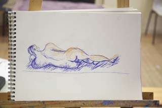 Cours de dessin de modèle vivant à Lacroix Falgarde, Audrey le 31 03 2018
